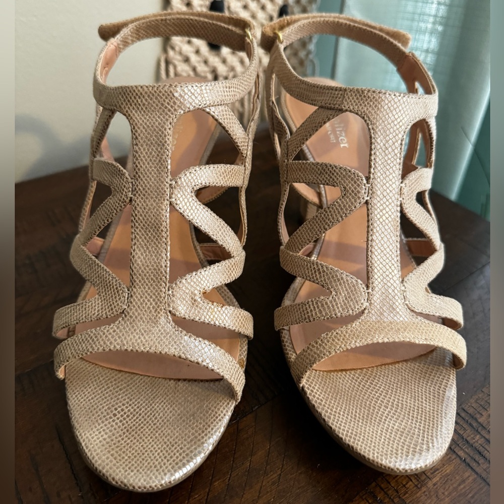 Naturalizer Dayna strappy gold heels